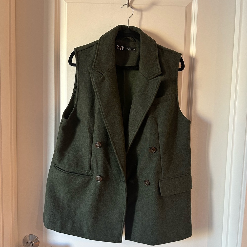 Zara Fern Green Jacket Vest, Size Medium